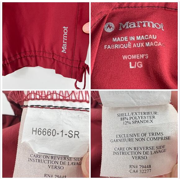 Marmot Womens Crop Capri Pant Large Cranberry Lightweight Hiking Travel Tie Cuff - Picture 6 of 9